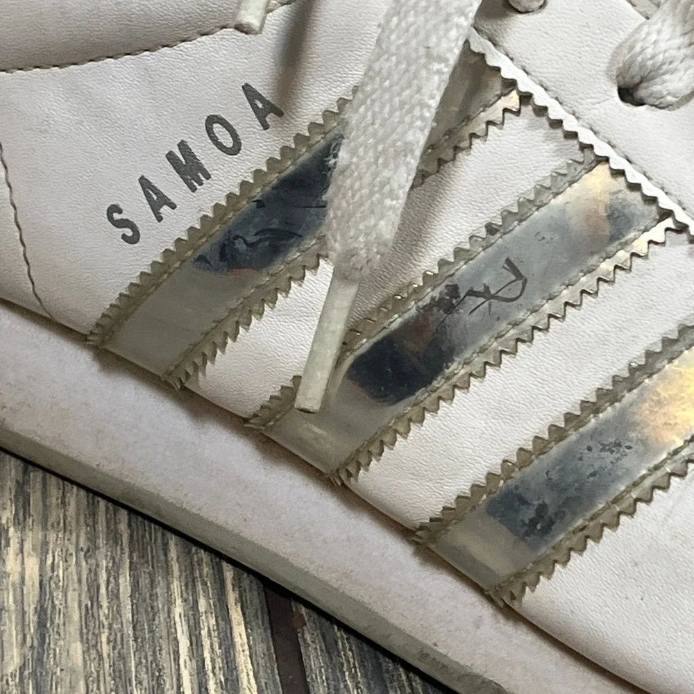 Adidas Samoa Sneakers Women 7.5 White Silver Metallic G59094 Casual Shoes‎